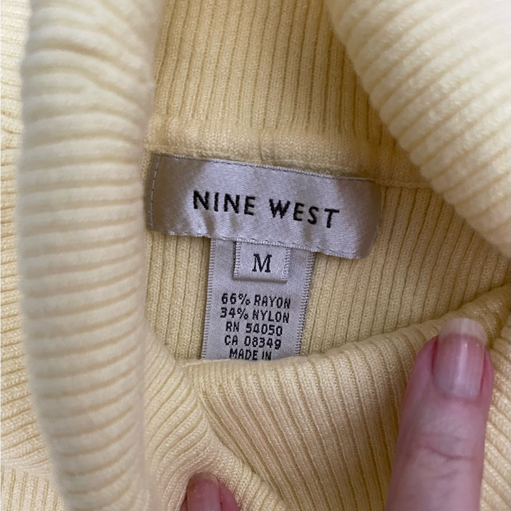 Nine West Yellow Ribbed Turtleneck